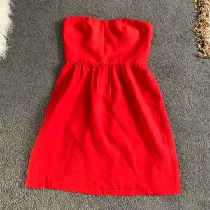 LOFT red strapless mini dress